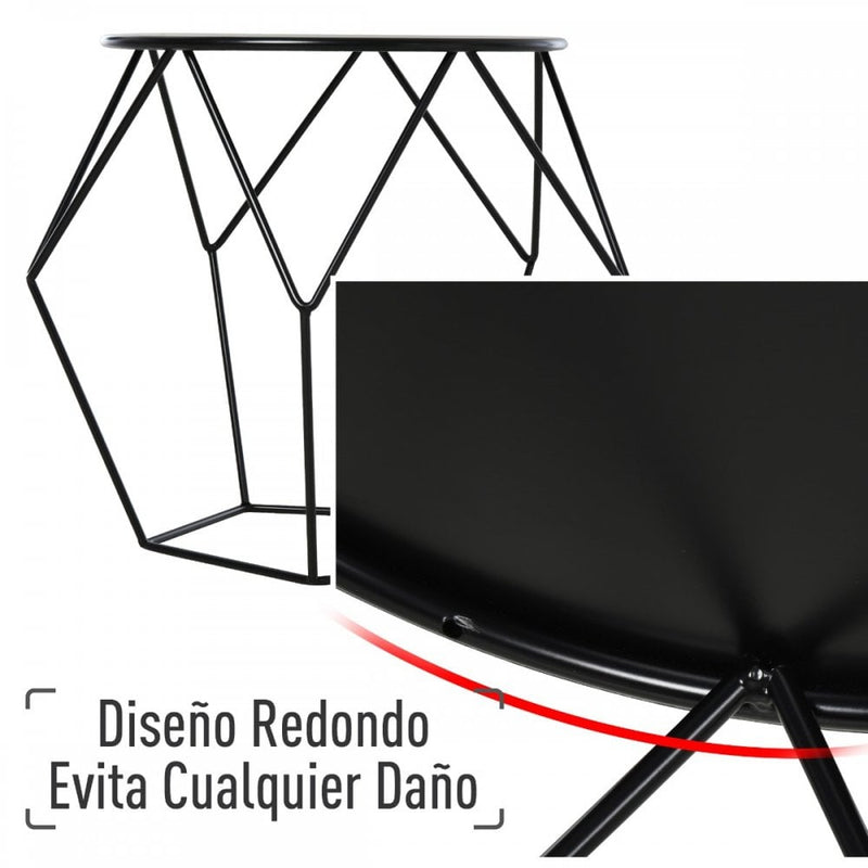 Steel Minimalist Pentagon Shaped Round Coffee Table Black