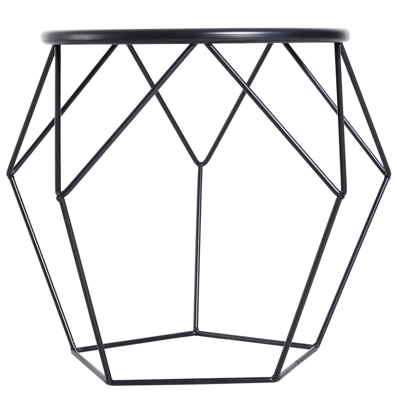 Steel Minimalist Pentagon Shaped Round Coffee Table Black