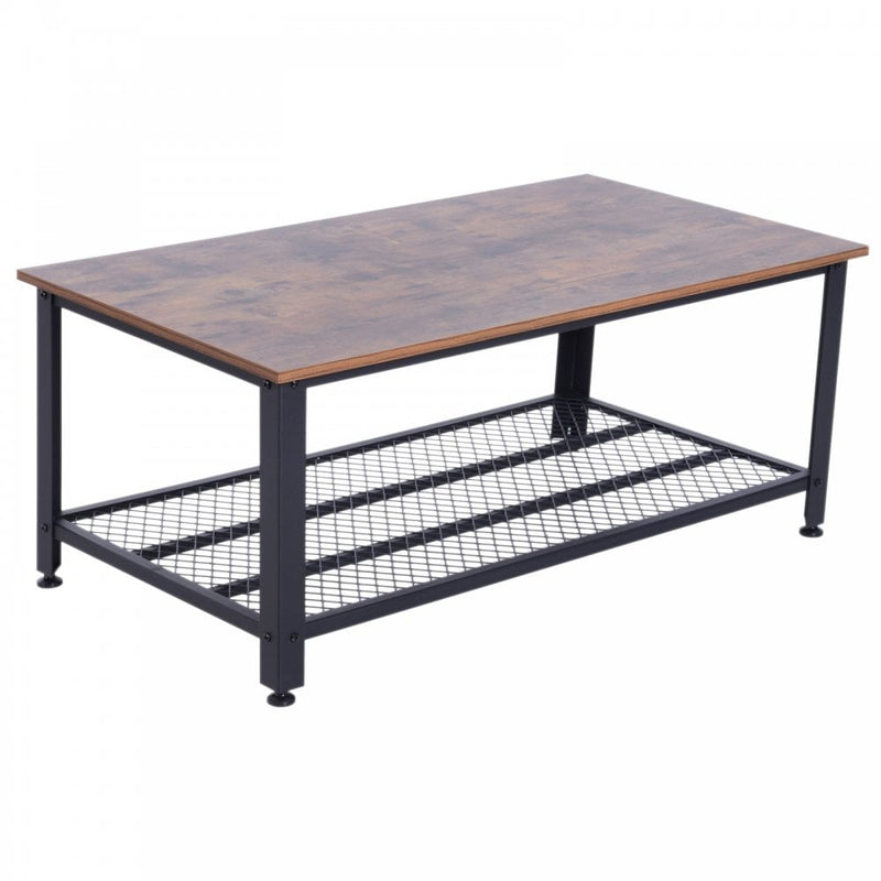 HOMCOM Industrial Style Coffee Table - Brown & Black