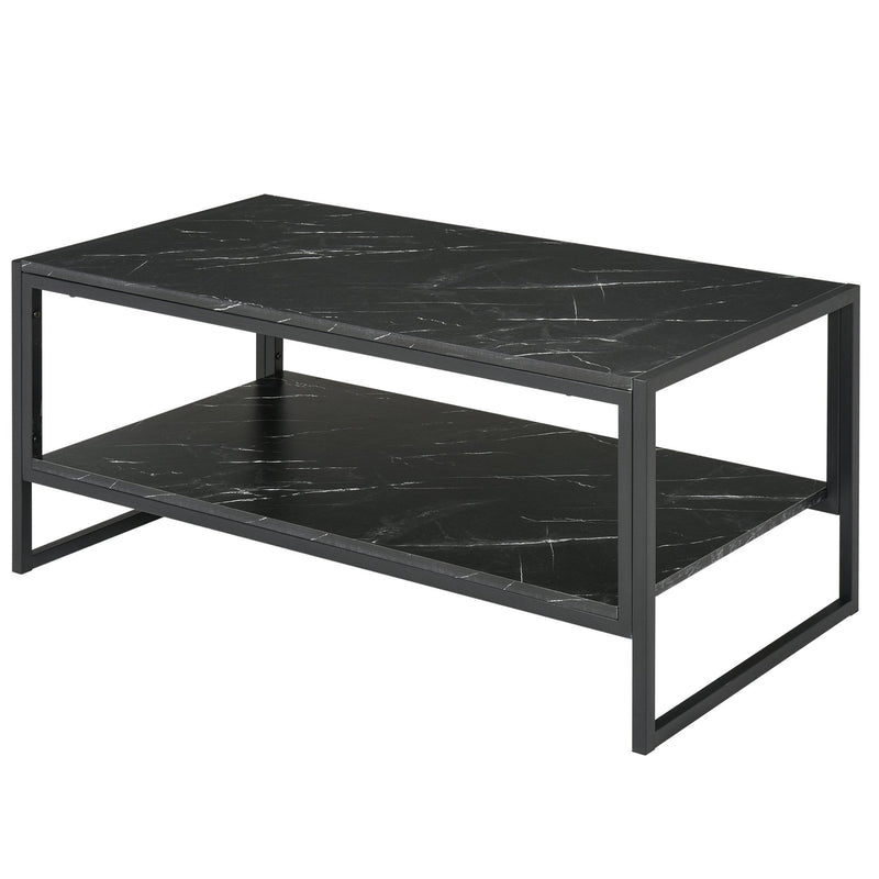 Faux Marble Steel Frame Coffee Table Black