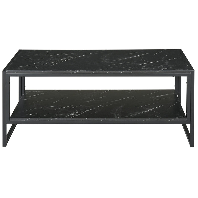 Faux Marble Steel Frame Coffee Table Black