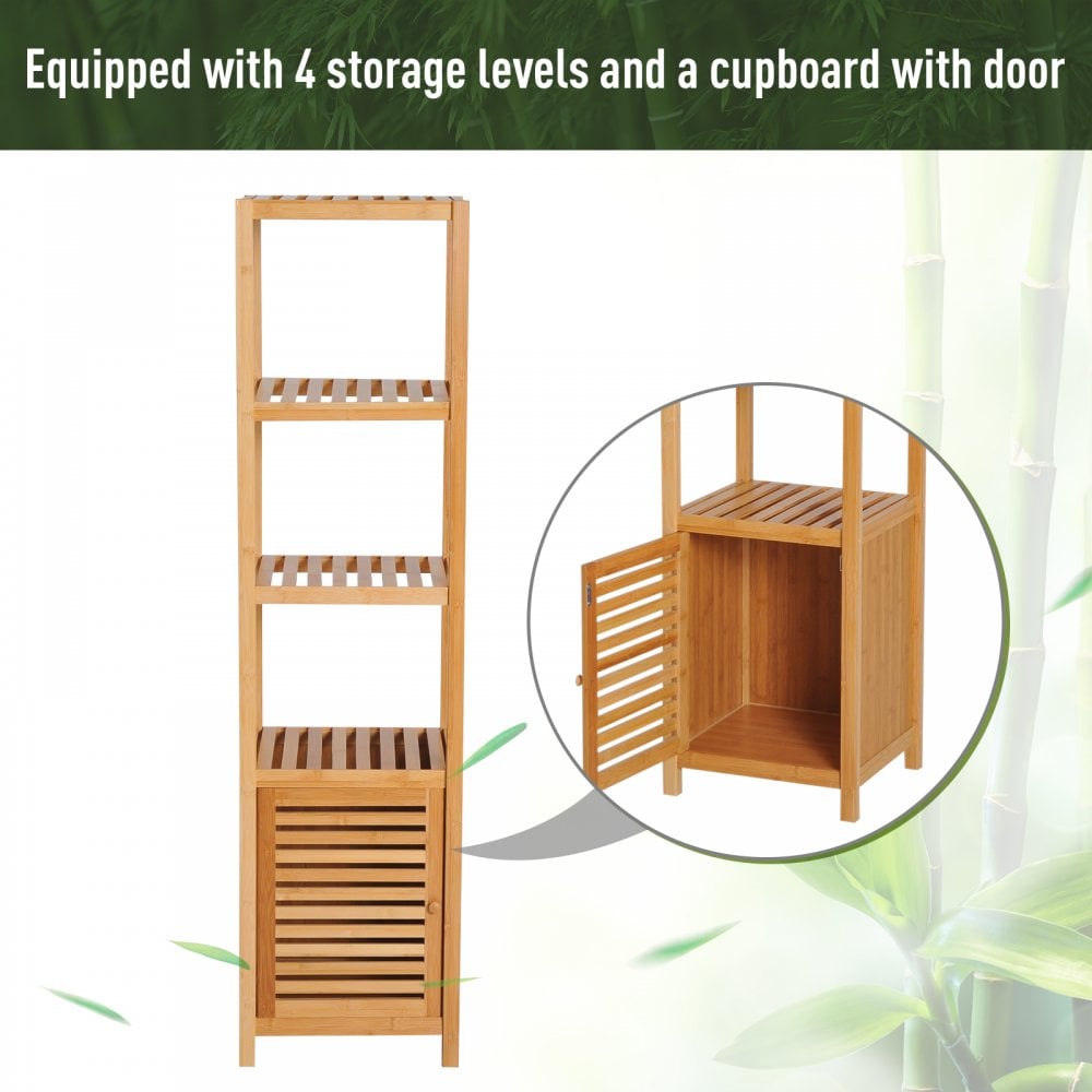 HOMCOM Bamboo 5 Tier Freestanding Bathroom Towel Rack