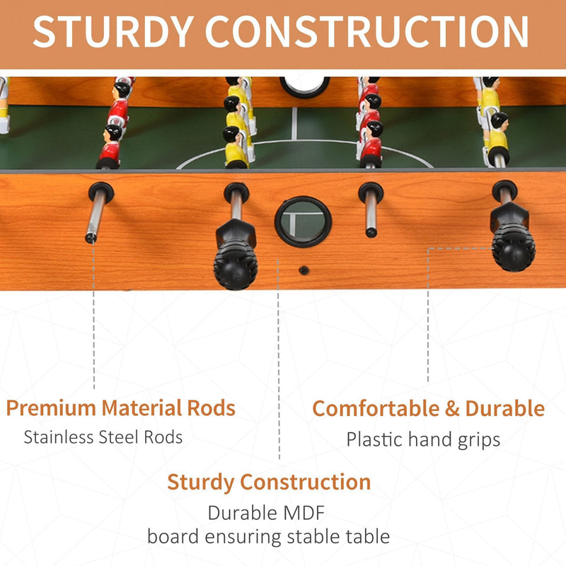HOMCOM Soozier Foosball Table Heavy Duty  84.5cm for Arcades, Pub, Game Room, 8 Rods, 2 Balls Wooden Arcades Room Bar
