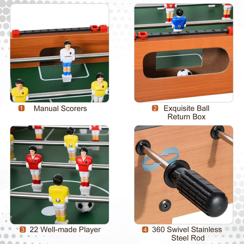 HOMCOM Soozier Foosball Table Heavy Duty  84.5cm for Arcades, Pub, Game Room, 8 Rods, 2 Balls Wooden Arcades Room Bar