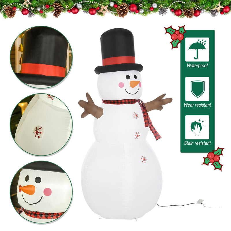 HOMCOM 1.8m LED Polyester Outdoor Christmas Inflatable Snow Man