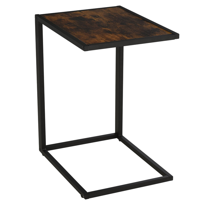 Steel Frame C-Shaped Side Table Brown