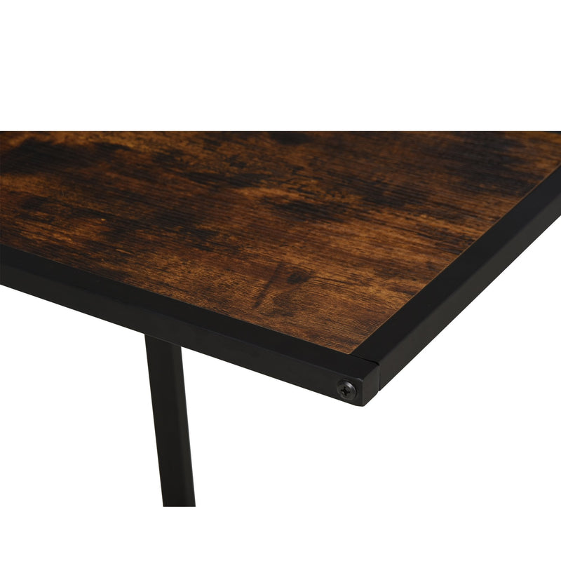 Steel Frame C-Shaped Side Table Brown