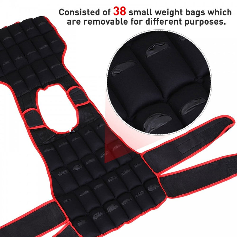 10kg Adjustable Exercise Workout Metal Sand Weight Vest Red