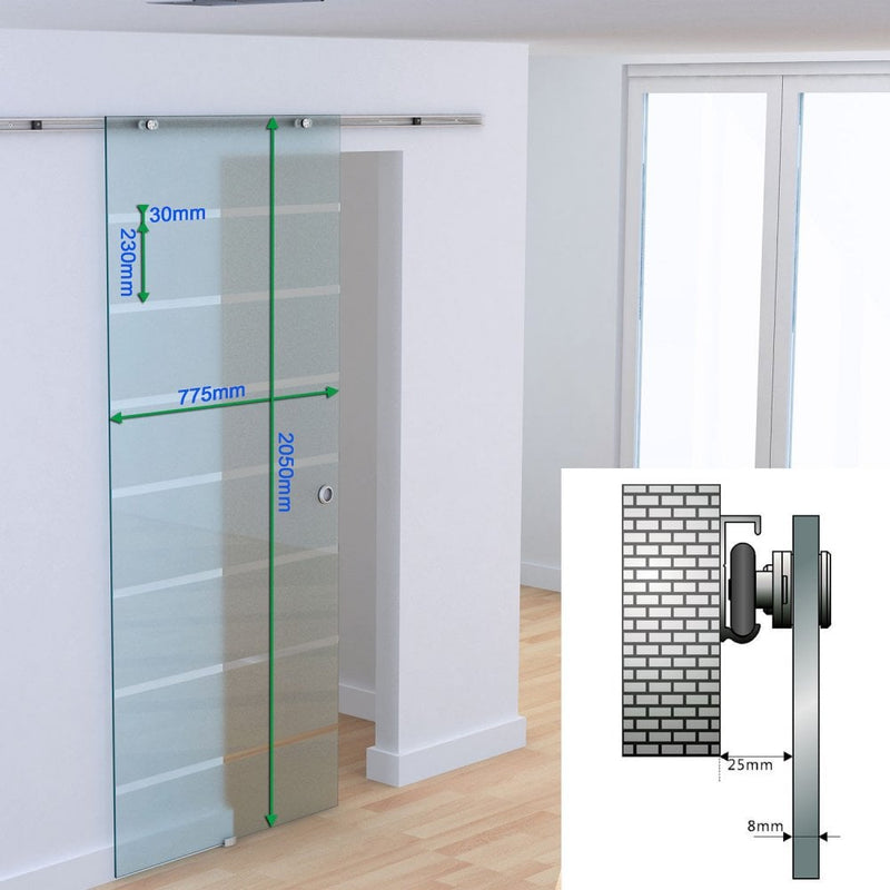 2M 6.6ft Sliding Barn Door Hardware Track Kit Modern System Aluminum-alloy W/Glass Set Carbon Steel Wood Closet