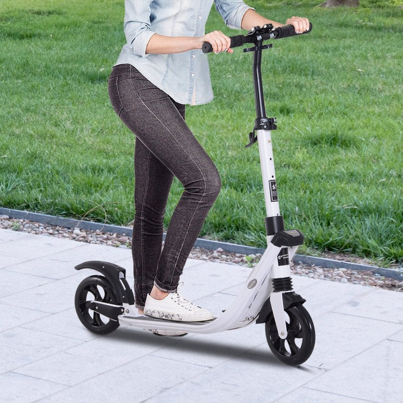 ALPINE SPIRIT Foldable Kick Scooter, Adjustable Height, 93.5L x 38W x 95-105Hcm-White