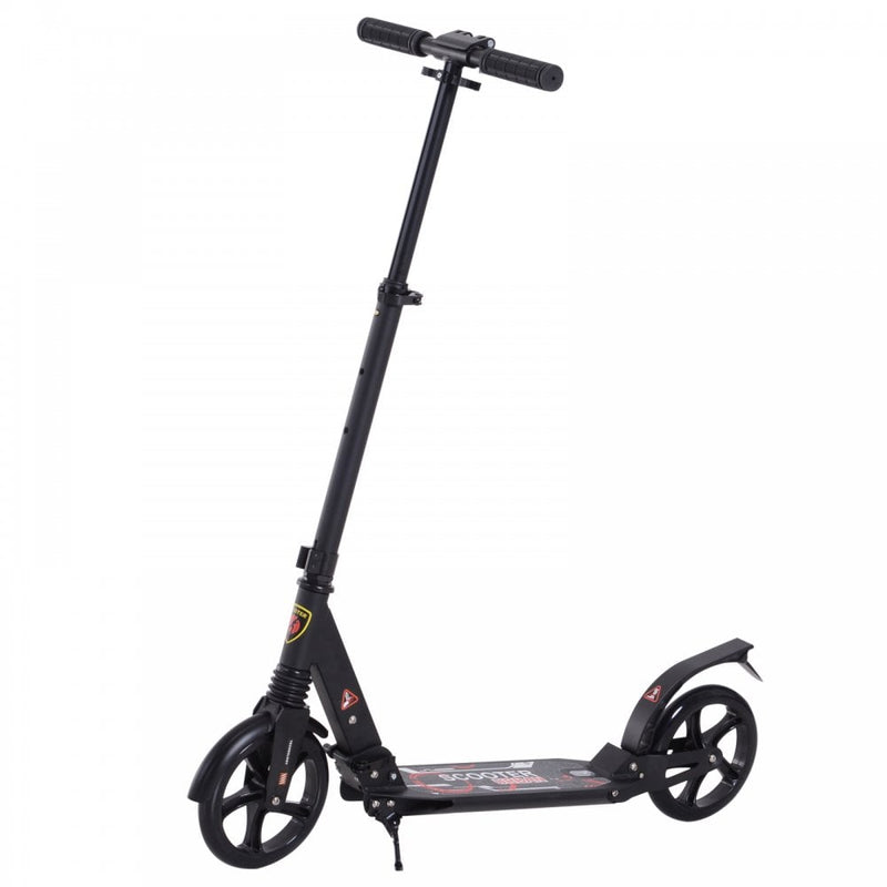 ALPINE SPIRIT Foldable Kick Scooter, Adjustable Height, 94L x 38W x 90-105Hcm-Black