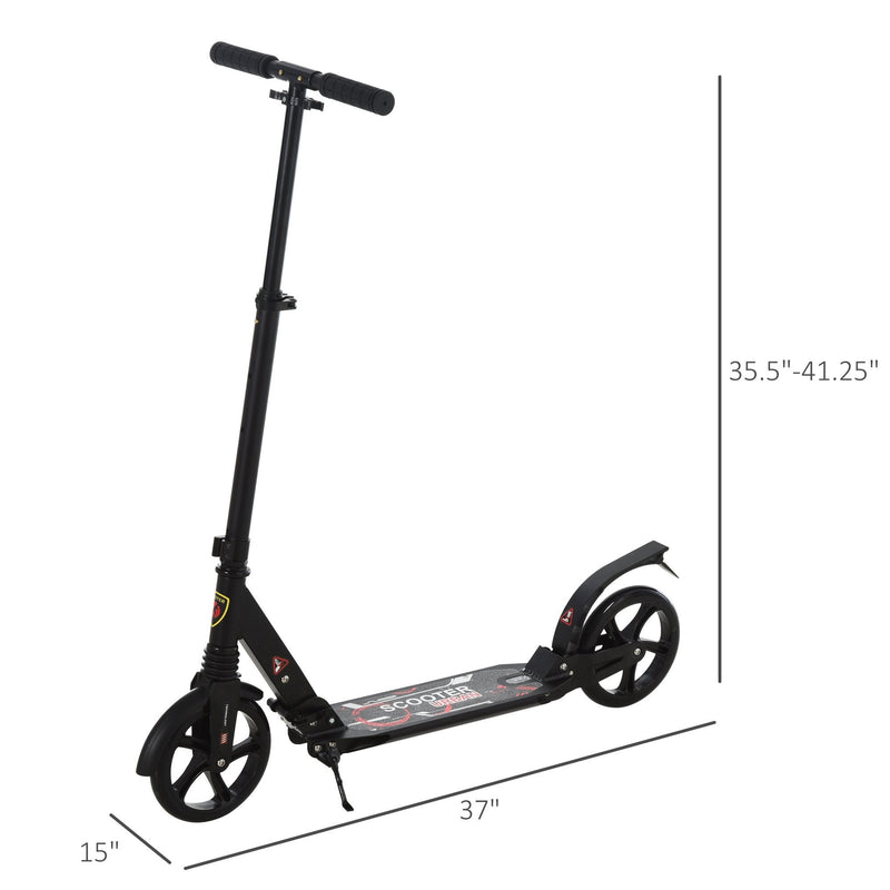 ALPINE SPIRIT Foldable Kick Scooter, Adjustable Height, 94L x 38W x 90-105Hcm-Black