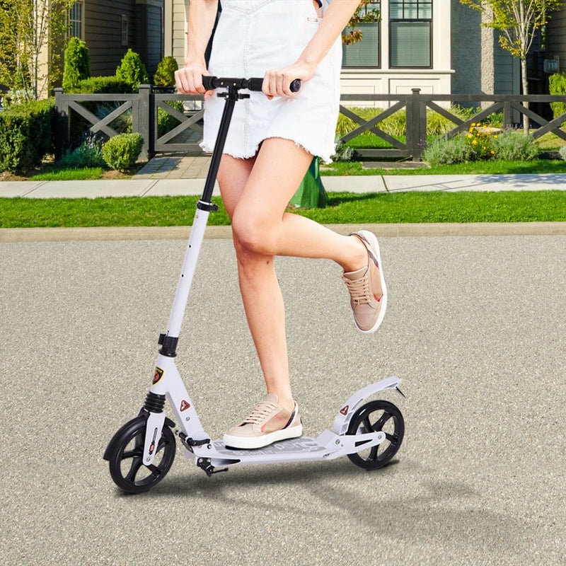 ALPINE SPIRIT Foldable Kick Scooter, Adjustable Height, 94L x 38W x 90-105Hcm-White