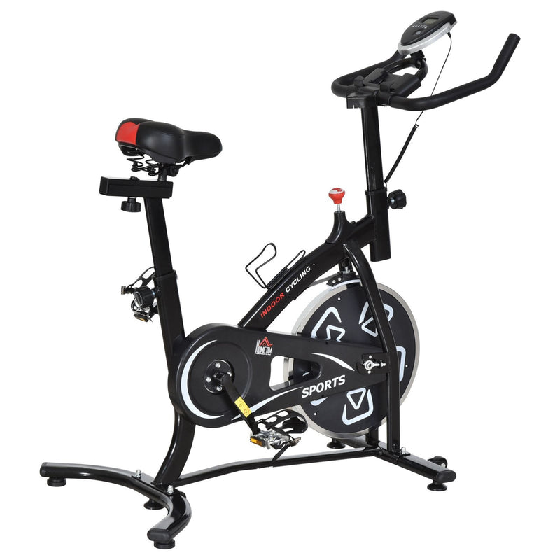 Steel Stationary Bike 8-Level Belt Driven Exercise Bike w/ LCD Monitor Black