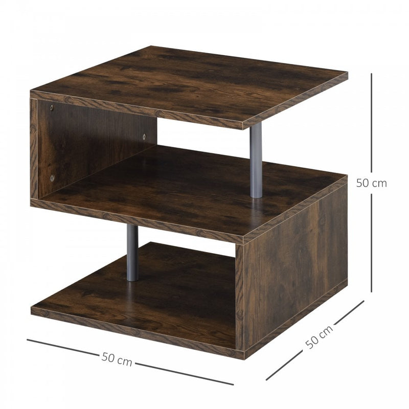 Particle Board S-Shaped Side Table Brown