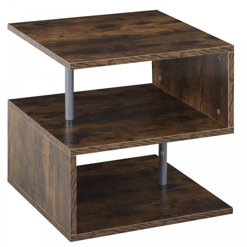 Particle Board S-Shaped Side Table Brown