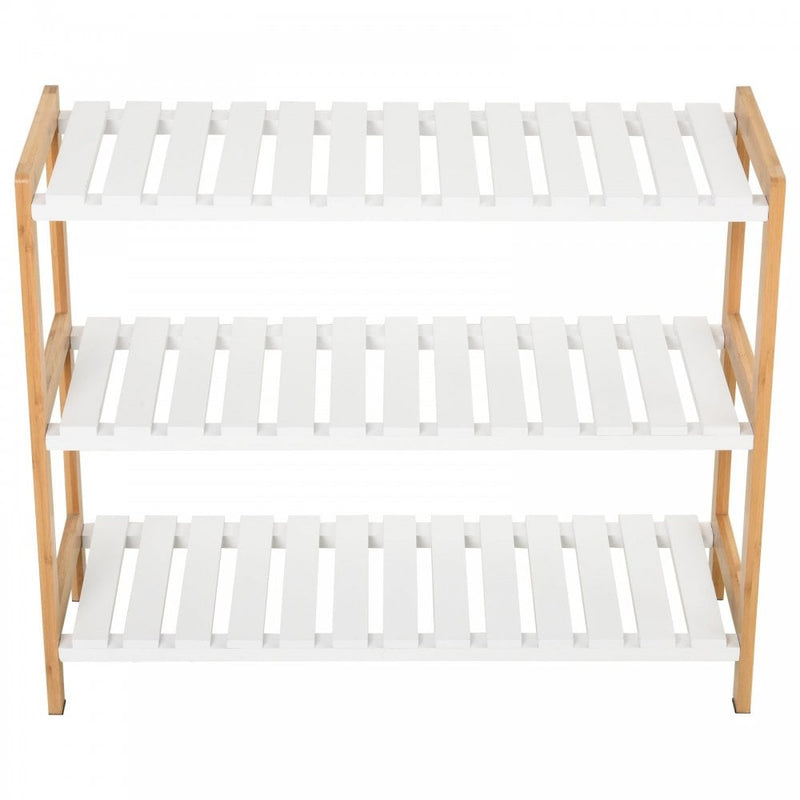 MDF 3-Tier Slatted Shoe Rack Brown/White