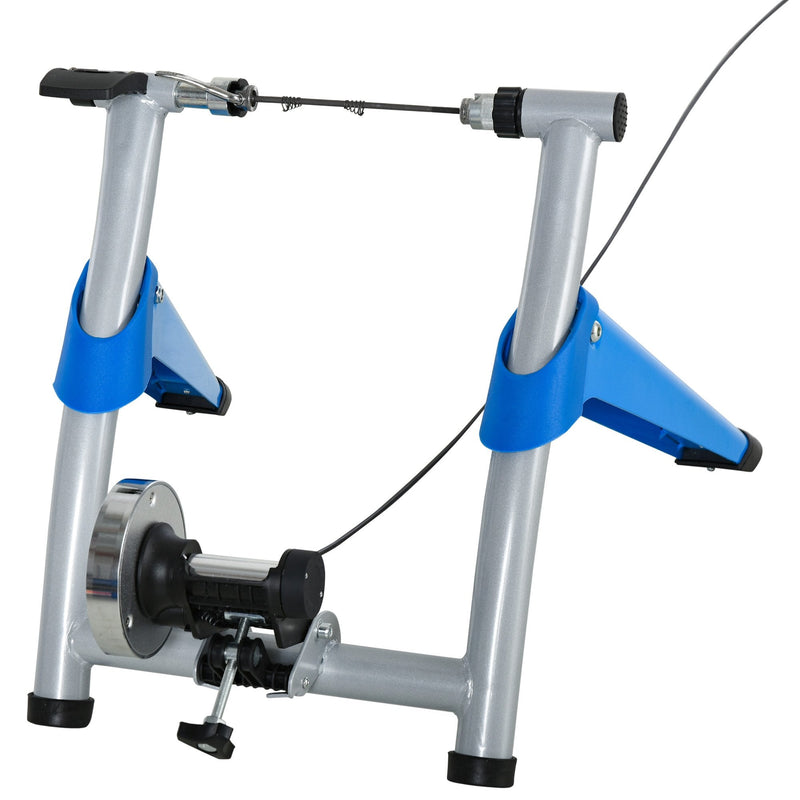 Steel 8-Level Indoor Stationary Bike Trainer Frame Bike Rack Exercises Blue