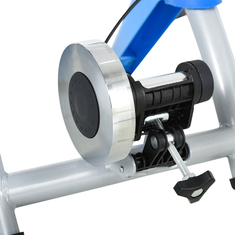 Steel 8-Level Indoor Stationary Bike Trainer Frame Bike Rack Exercises Blue