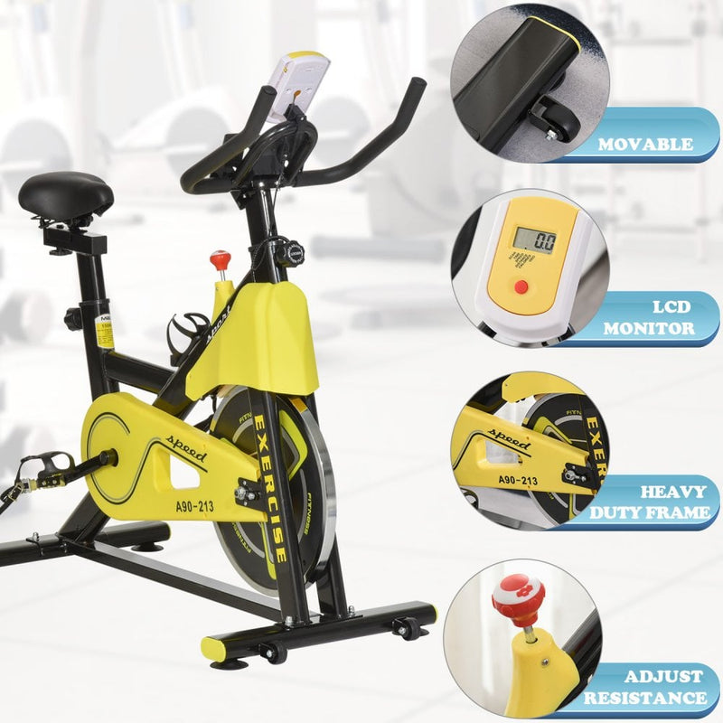 Indoor Exercise Bike with Belt Drive Adjustable Resistance Seat Handle