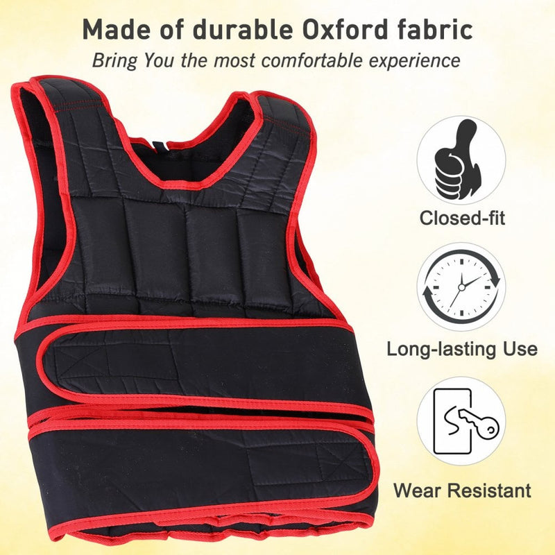 20kg Metal Sand Weight Adjustable Unisex Trainer Vest Black/Red