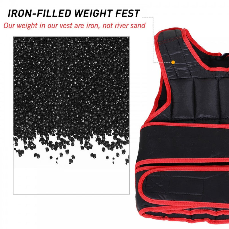 20kg Metal Sand Weight Adjustable Unisex Trainer Vest Black/Red