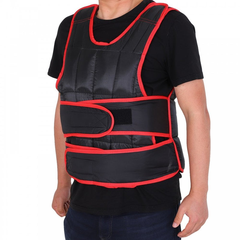 20kg Metal Sand Weight Adjustable Unisex Trainer Vest Black/Red