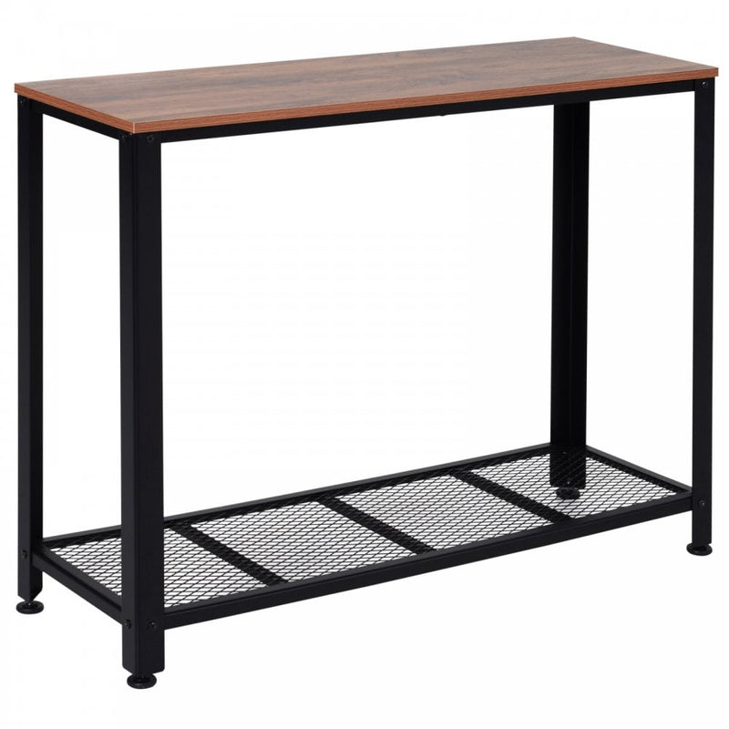 Steel Frame Industrial Style Console Table Brown/Black