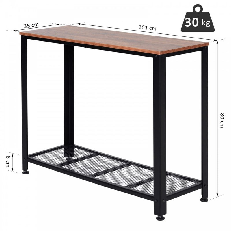 Steel Frame Industrial Style Console Table Brown/Black