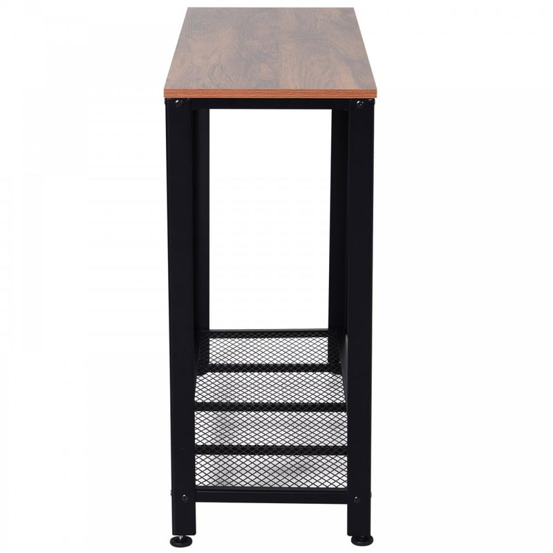 Steel Frame Industrial Style Console Table Brown/Black