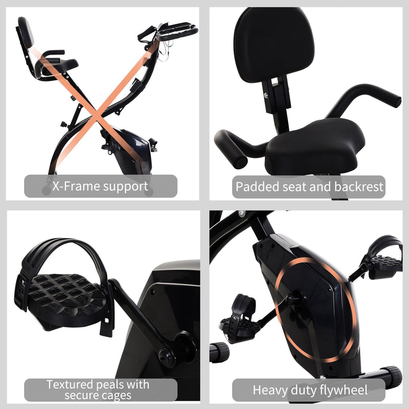 Steel 2-in-1 Exercise Bike w/ Arm Resistance Bands Black