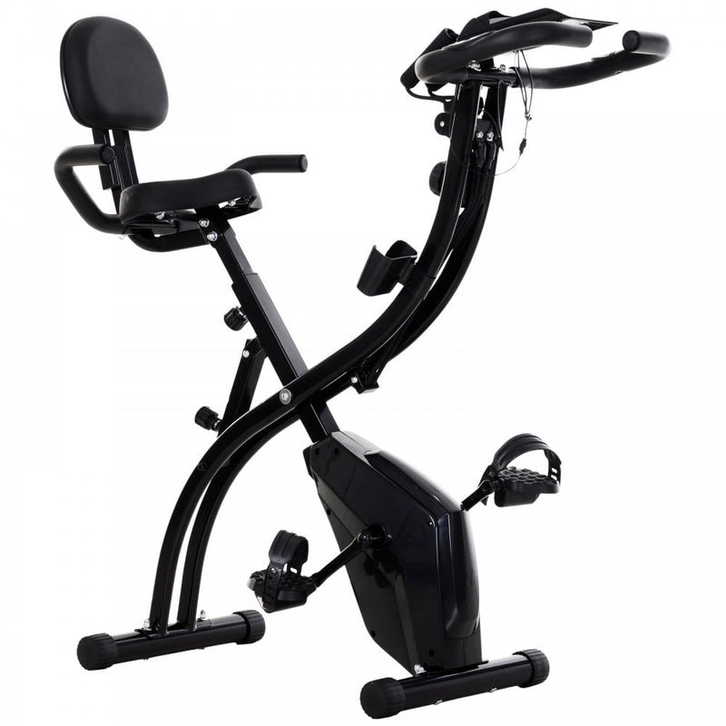 Steel 2-in-1 Exercise Bike w/ Arm Resistance Bands Black