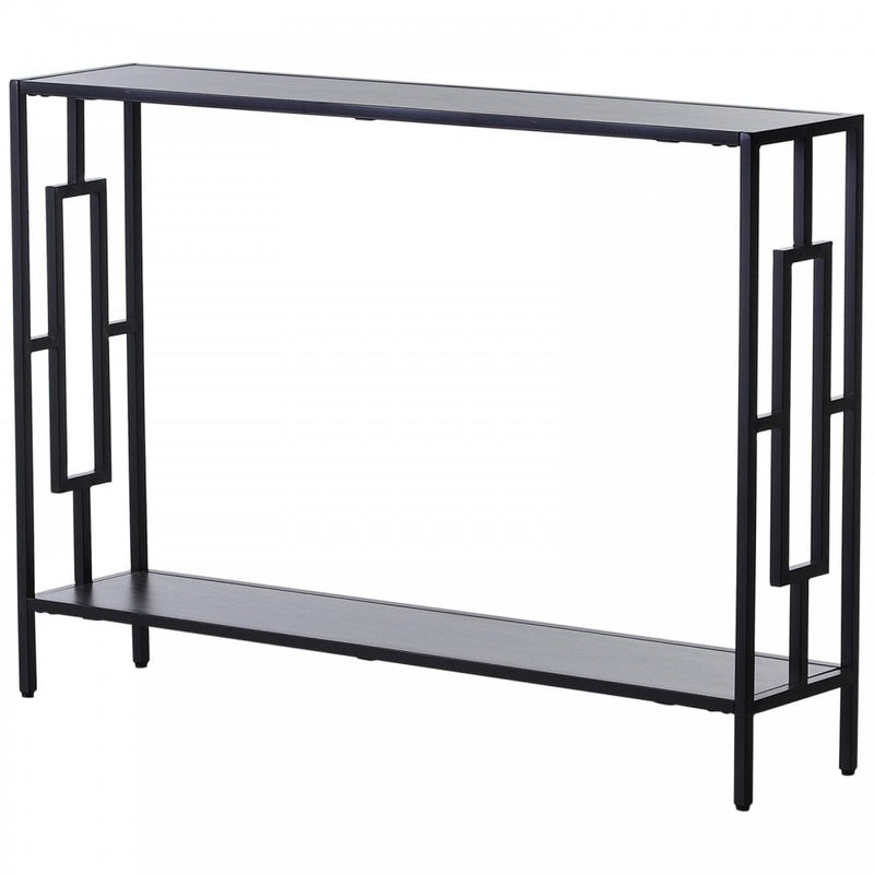 Console Table Narrow 2 Shelves MDF Steel Frame in Art Deco Square Style 76x106cm for Hallway Entrance