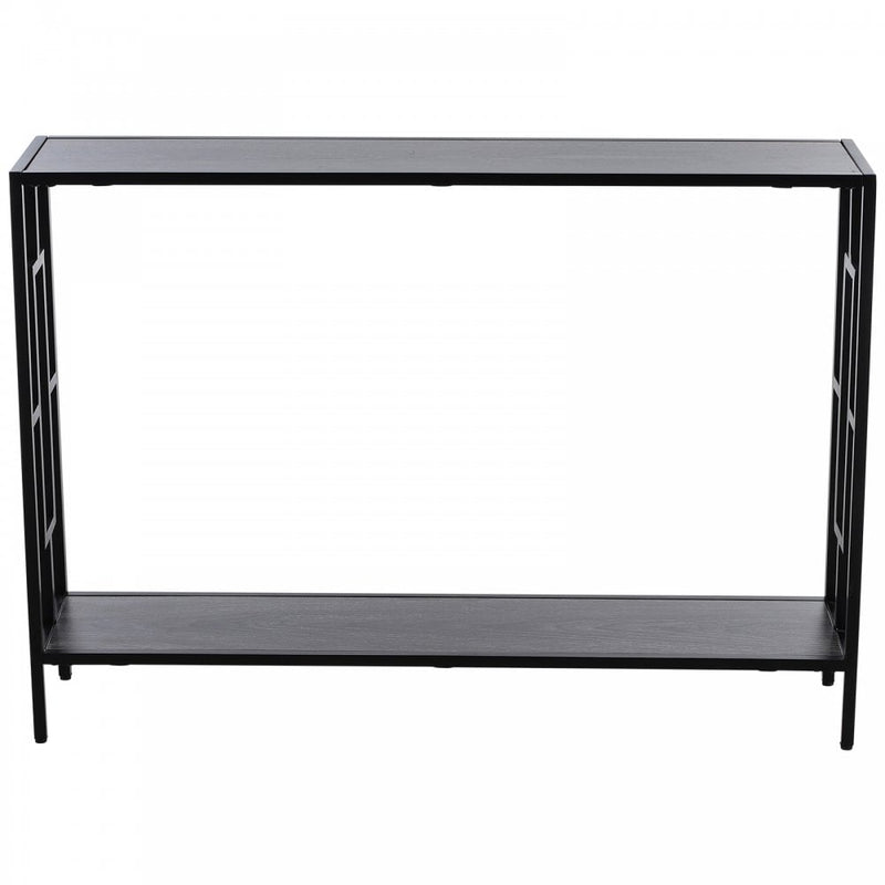 Console Table Narrow 2 Shelves MDF Steel Frame in Art Deco Square Style 76x106cm for Hallway Entrance