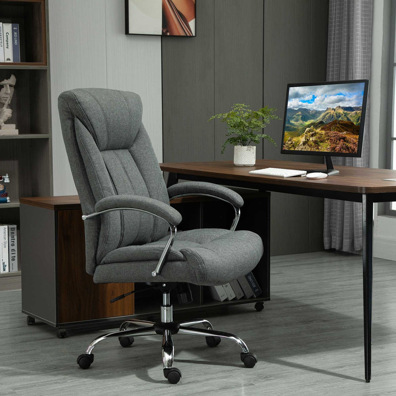 Vinsetto Office Chair Linen Mesh Fabric Swivel Computer Desk