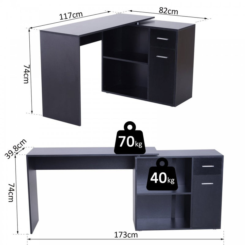 HOMCOM Corner Desk - Black