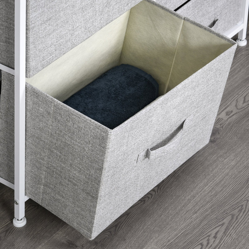 Metal Frame 5-Fabric Drawer Home Storage Unit Grey