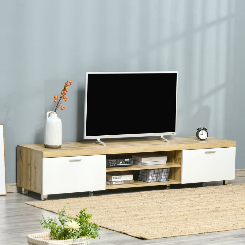 Modern TV Unit, TV Cabinet for TVs up to 90 Inches,  Entertainment Center with Drawer Shelf for Living Room, Bedroom, Oak and White Unit 90"" w/ Room