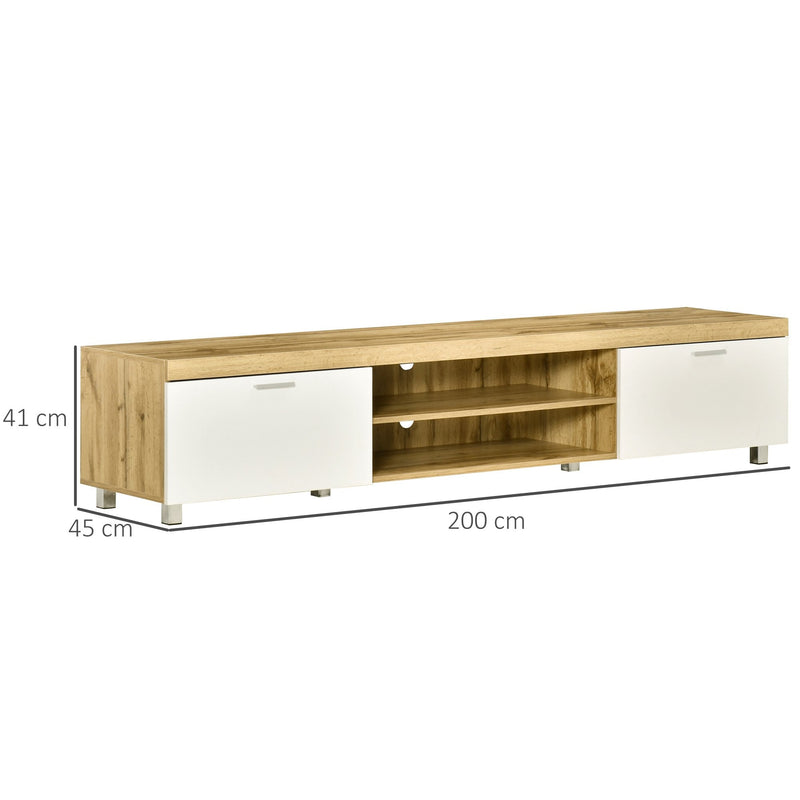 Modern TV Unit, TV Cabinet for TVs up to 90 Inches,  Entertainment Center with Drawer Shelf for Living Room, Bedroom, Oak and White Unit 90"" w/ Room