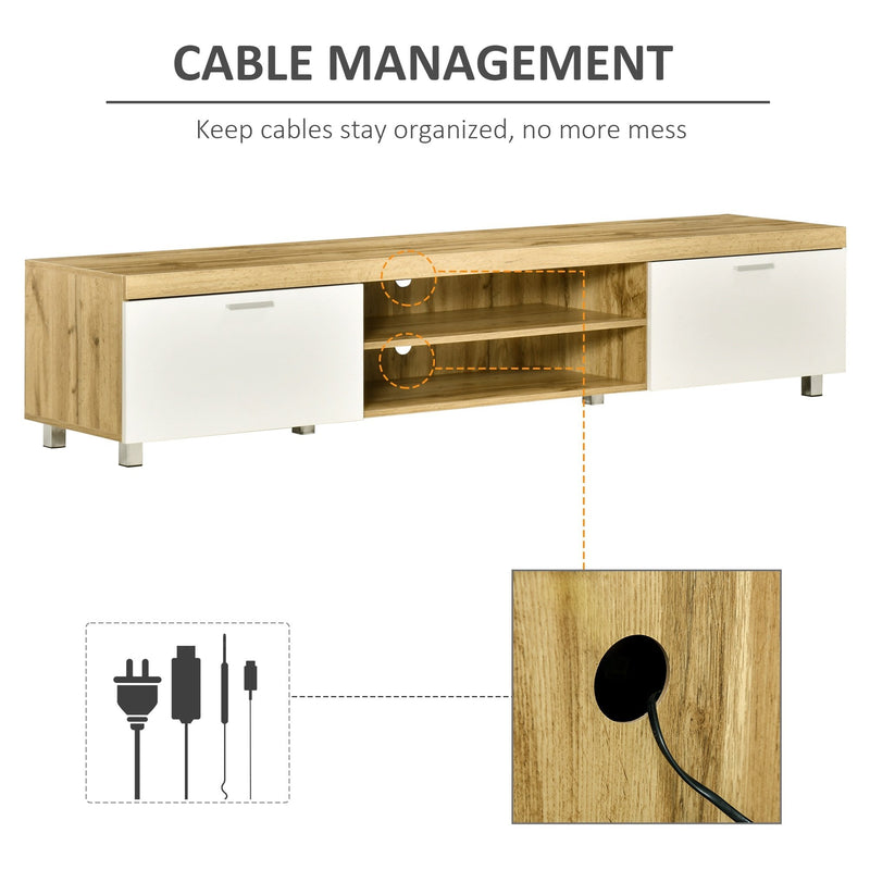 Modern TV Unit, TV Cabinet for TVs up to 90 Inches,  Entertainment Center with Drawer Shelf for Living Room, Bedroom, Oak and White Unit 90"" w/ Room