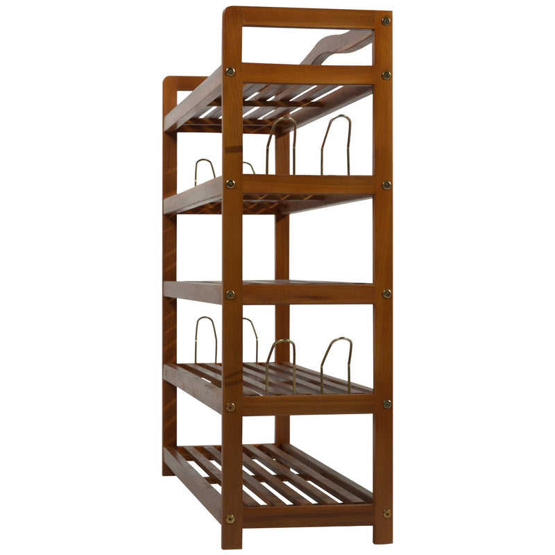 25 Pairs Shoe Rack W/ Slipper Hanger-Teak Colour