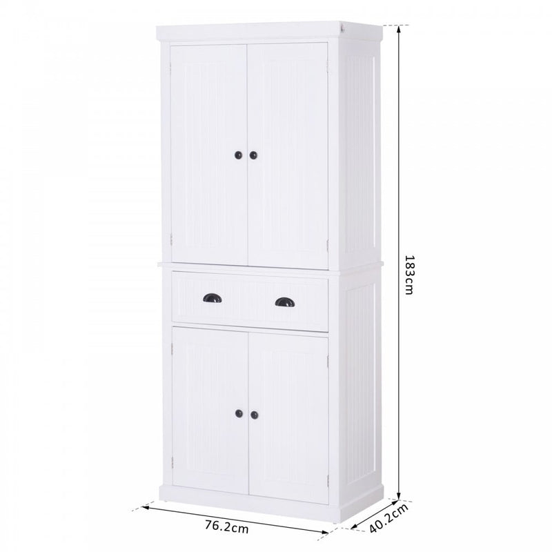 HOMCOM 72” Tall Colonial Style Free Standing Kitchen Pantry