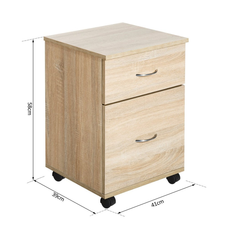 HOMCOM Wheeled Cabinet - Oak