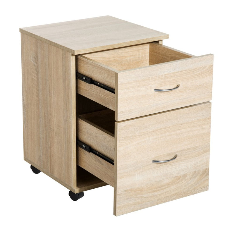 HOMCOM Wheeled Cabinet - Oak