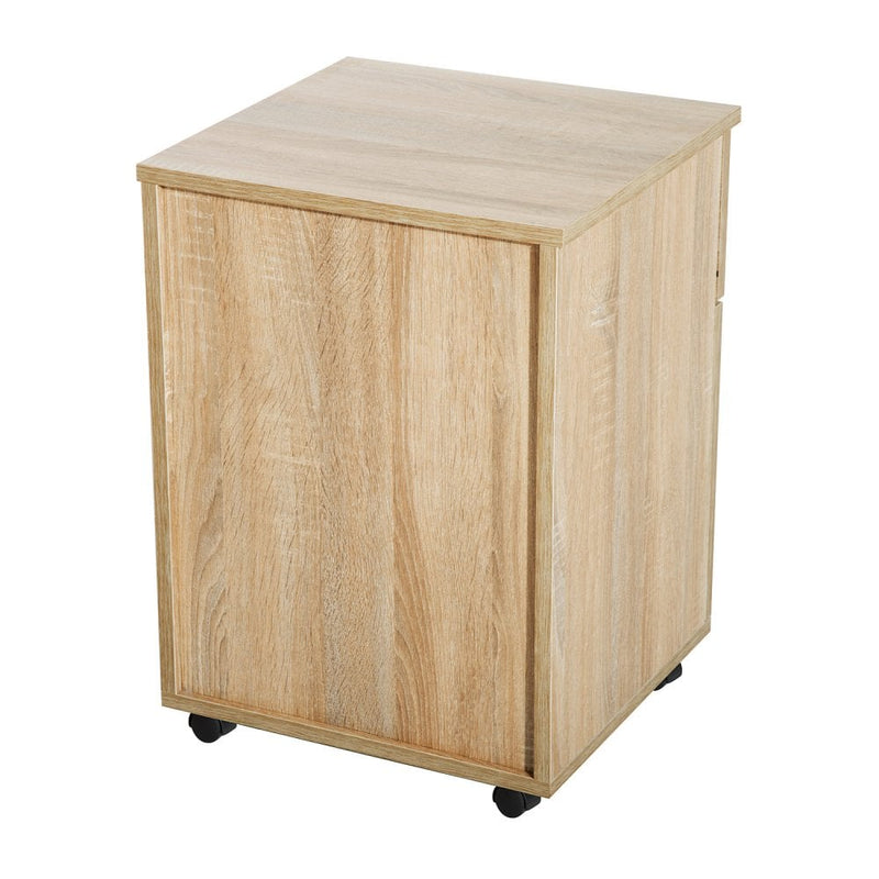 HOMCOM Wheeled Cabinet - Oak