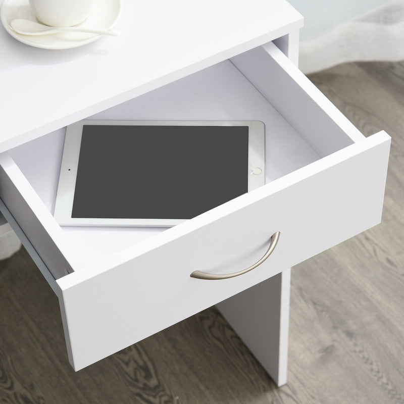 Modern Computer Work Desk Table Study w/ Shelf Drawer Standing Writing Station Display Stylish Storage Compact White