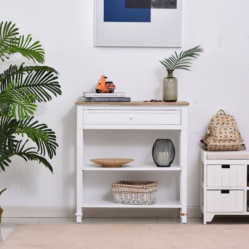 MDF Wide Drawer Console Table White