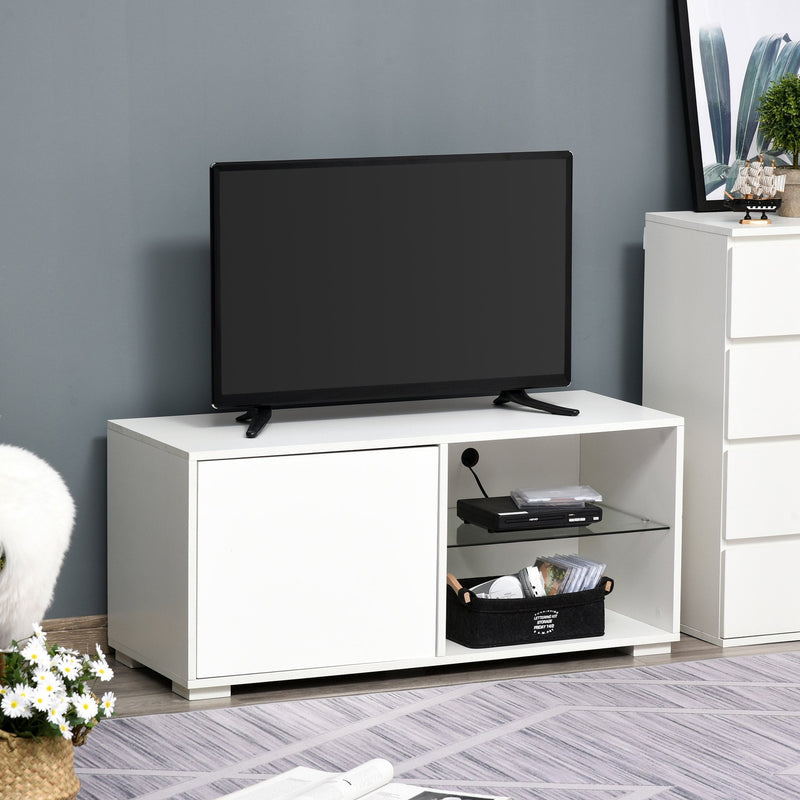 Modern TV Stand Media Unit w/ High Gloss Door Cabinet 2 Shelves Living Room Office Home Furniture White 42"