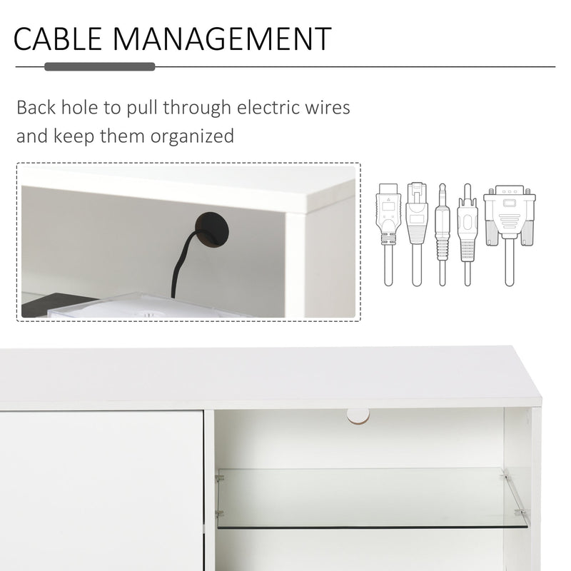 Modern TV Stand Media Unit w/ High Gloss Door Cabinet 2 Shelves Living Room Office Home Furniture White 42"