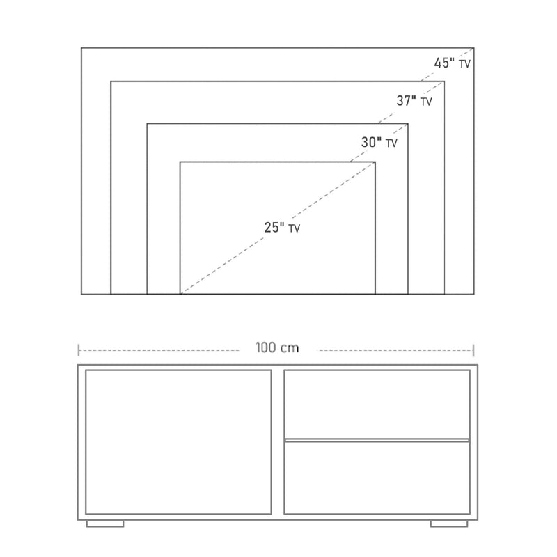 Modern TV Stand Media Unit w/ High Gloss Door Cabinet 2 Shelves Living Room Office Home Furniture White 42"